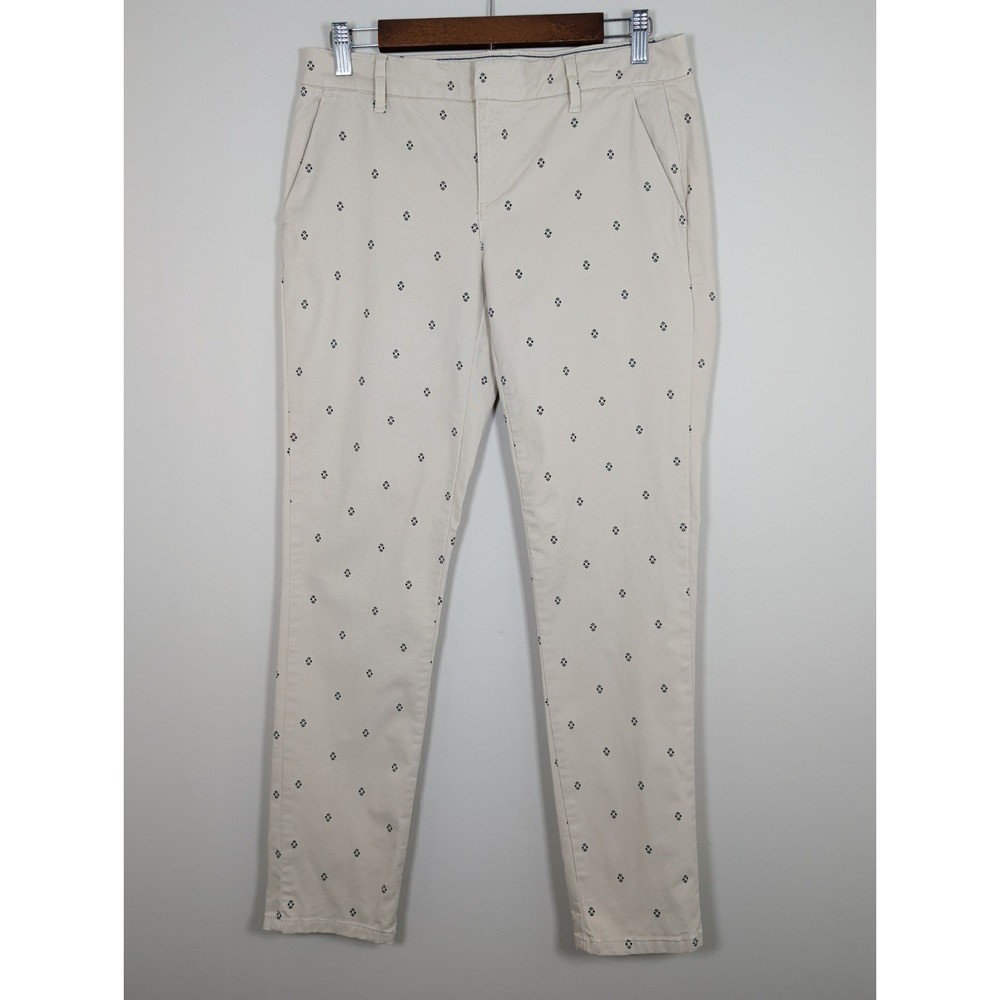 Tommy Hilfiger Womens Size 2 Khaki Printed Chino Pants Stretch Casual Preppy